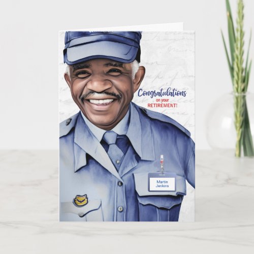 Black Man Postal Mail Carrier Retirement Card