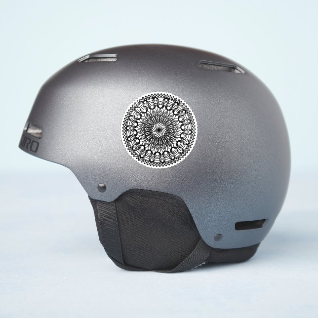 Black Mandala Circles and leaves Sticker (Helmet Side)