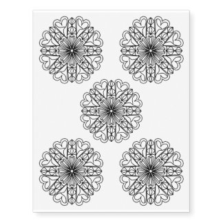 Black Mandala Emblem Hearts Temporary Tattoos