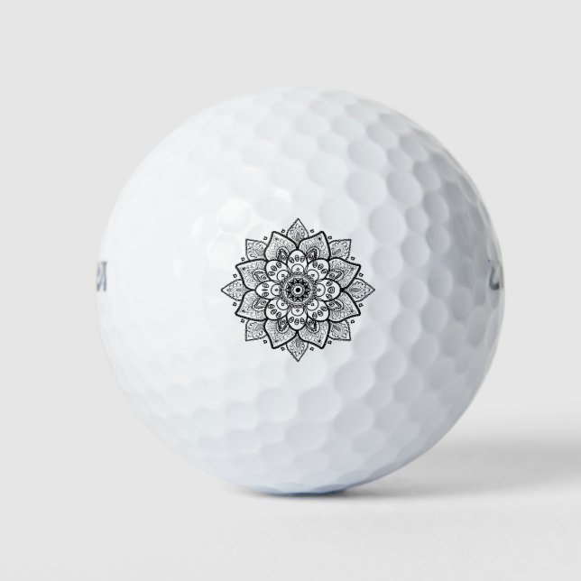Black Mandala Golf Balls (Front)