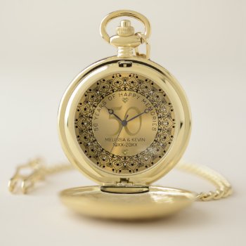 Black Mandala On Gold 50th Wedding Anniversary Pocket Watch by artOnWear at Zazzle