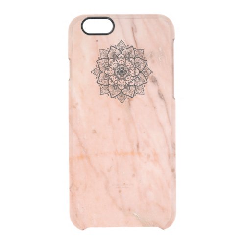 Black Mandala On Pink Marble GR2 Clear iPhone 66S Case