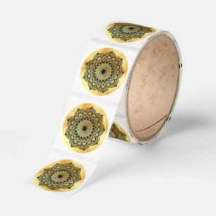 Black Mandala on Soft Gold Background Classic Round Sticker