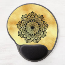 Black Mandala on Soft Gold Background