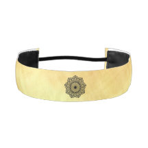 Black Mandala on Soft Gold Background Headband