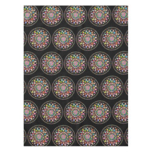Black Mandala Rainbow Indian Pattern Tablecloth