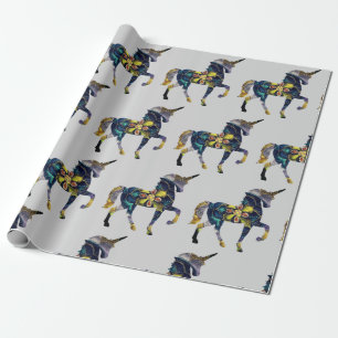 Black Mandala Unicorn Art Wrapping Paper