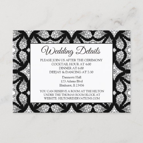 Black  Mandala  Wedding Details Card