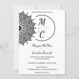 Black Mandala Wedding Invitation