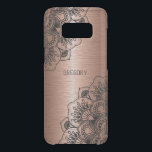 Black mandala with metallic copper background uncommon samsung galaxy s8 case<br><div class="desc">Elegant black ornate floral mandala over the image if metallic copper background.</div>