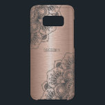 Black mandala with metallic copper background uncommon samsung galaxy s8 case<br><div class="desc">Elegant black ornate floral mandala over the image if metallic copper background.</div>
