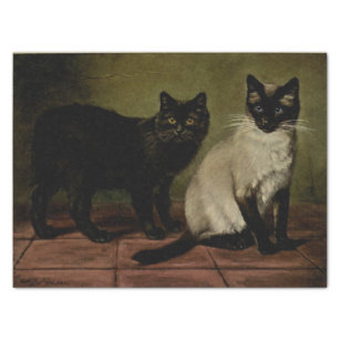 Black Manx and Siamese Cat Ephemera Decoupage Tissue Paper