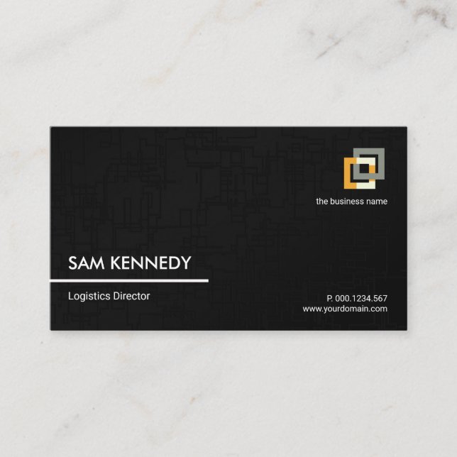 Black Map Grid Lines Logistics Transporter Business Card (Front)