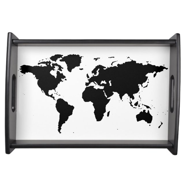 Black map of world serving tray (Front)