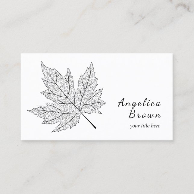 Black Maple Leaf Business Card (Front)