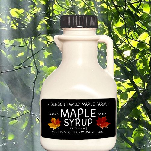 Black Maple Syrup Label Orange Sugar Maple Leaf