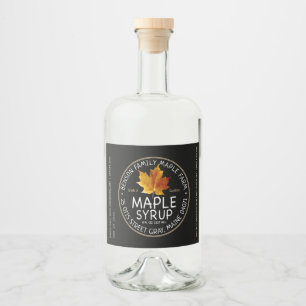 Black Maple Syrup Label Orange Sugar Maple Leaf