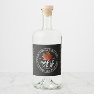Black Maple Syrup Label with Red Sugar Maple Leaf