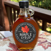Black Maple Syrup Label with Red Sugar Maple Leaf