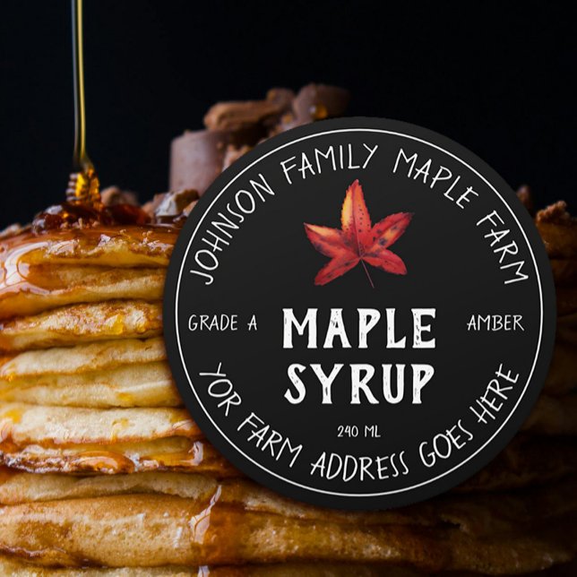 Black Maple Syrup Watercolor Maple Bottle Label  (Creator Uploaded)