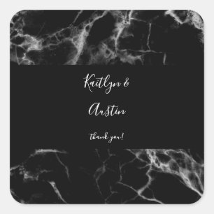 Black Marble 2 Square Sticker