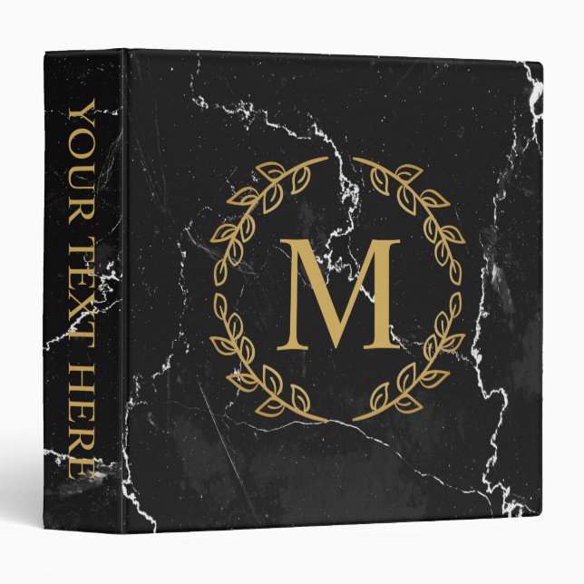 Black Marble 3 Ring Binder (Front/Spine)