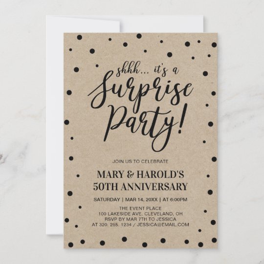 Black &amp; Marble | 50th Surprise Wedding Anniversary Invitation | Zazzle.com