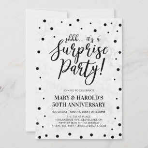 Black & Marble   50th Surprise Wedding Anniversary Invitation