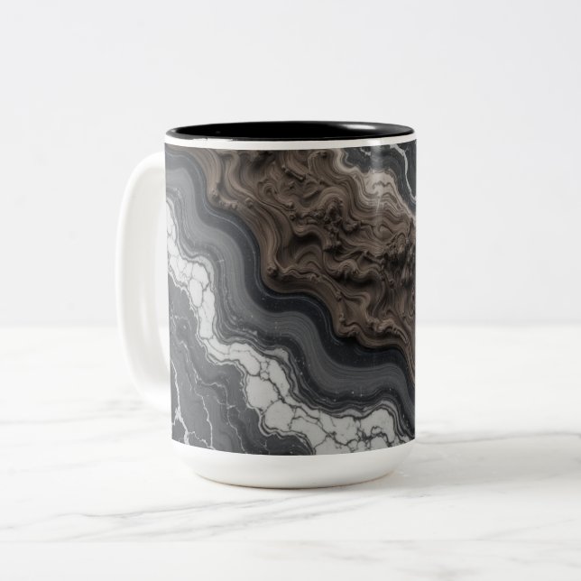 Black Marble Abstract Coffee Mug – Modern mug (Front Left)