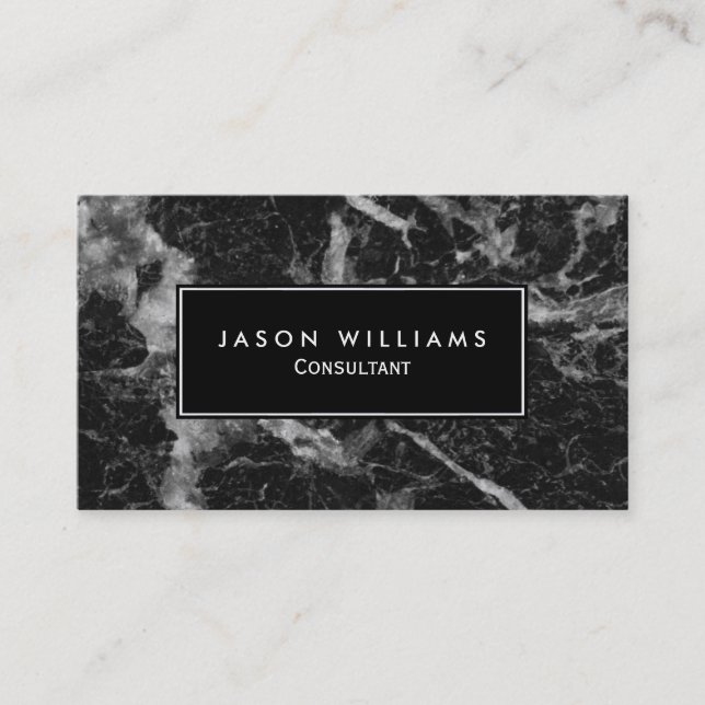 Black Marble Abstract Professional Business Card (Front)