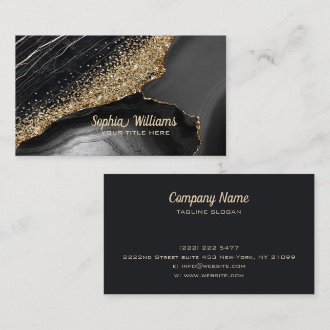 Black Marble Agate  Business Card (Front/Back)