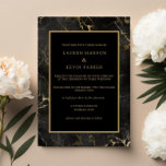 Black marble agate gold border wedding invitation<br><div class="desc">Designed to coordinate with our Black Agate Collection,  this invitation features gorgeous black agate marble texture background with classic text. For more advanced customisation of this design,  e.g. changing layout,  font or text size please click the "CUSTOMIZE" button above. Please contact me for any questions!</div>