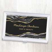 Black Marble Agate Gold Glitter Business Card Case at Zazzle