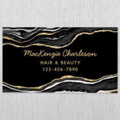 Black Marble Agate Gold Glitter Business Card Magnet at Zazzle