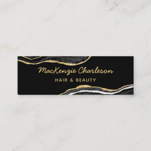 Black Marble Agate Gold Glitter Mini Business Card