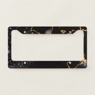 Black Marble and Glitter License Plate Frame