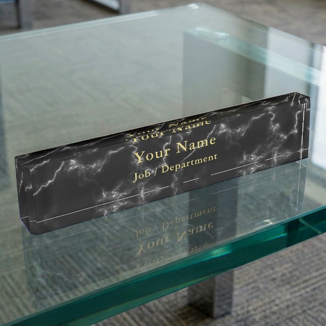 Black Marble and gold classy executive Desk Name Plate (Creator Uploaded)