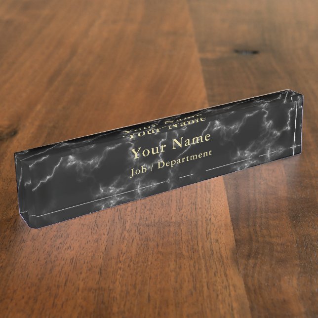 Black Marble and gold classy executive Desk Name Plate (Side)