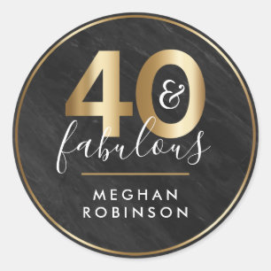 Black Marble and Gold Surprise 40th Birthday Party Classic Round Sticker