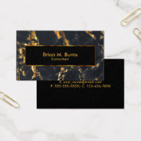 Black Marble and Metallic Gold Design Business Card