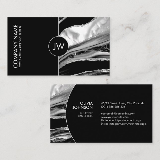 Black Marble and Mother of Pearl Business Card (Front/Back)