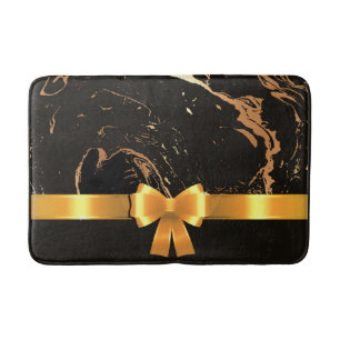 Black Marble and Ribbon Bath Mat