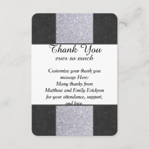 Black Marble and Silver Glitter Panel Design Thank You Card