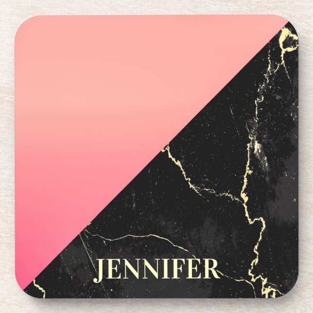 Black Marble Beverage Coaster (Front)