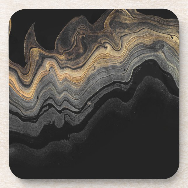 Black marble beverage coaster (Front)