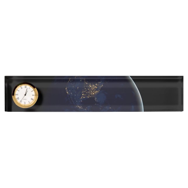 Black Marble, Blue Marble Americas Desk Name Plate (Front)