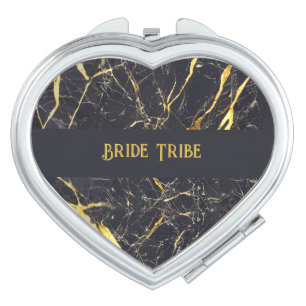 Black Marble Bridesmaid Gift Wedding Party Gift Compact Mirror