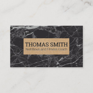 Black Marble   Brown Paper Banner Business Card