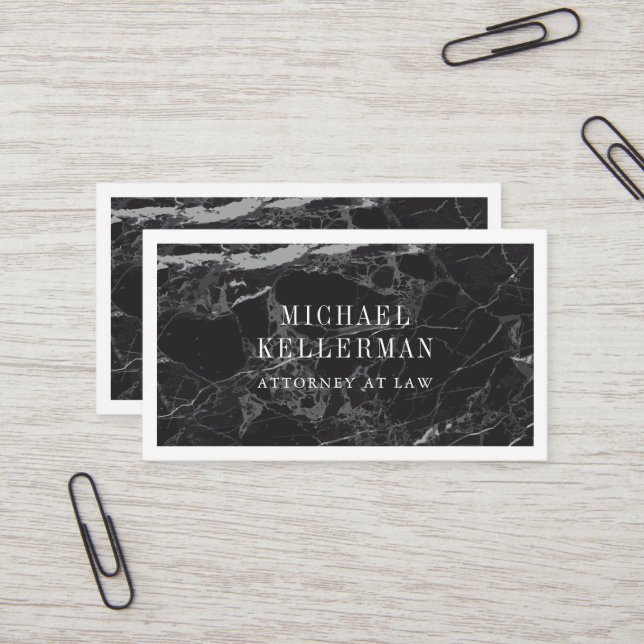 Black Marble Business Card (Front/Back In Situ)