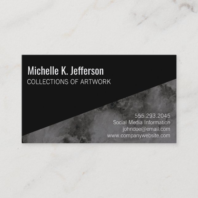 Black Marble Color Block Business Card (Front)